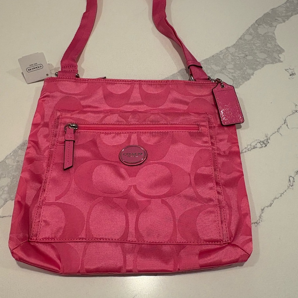 Coach Pink Signature Nylon Crossbody Bag